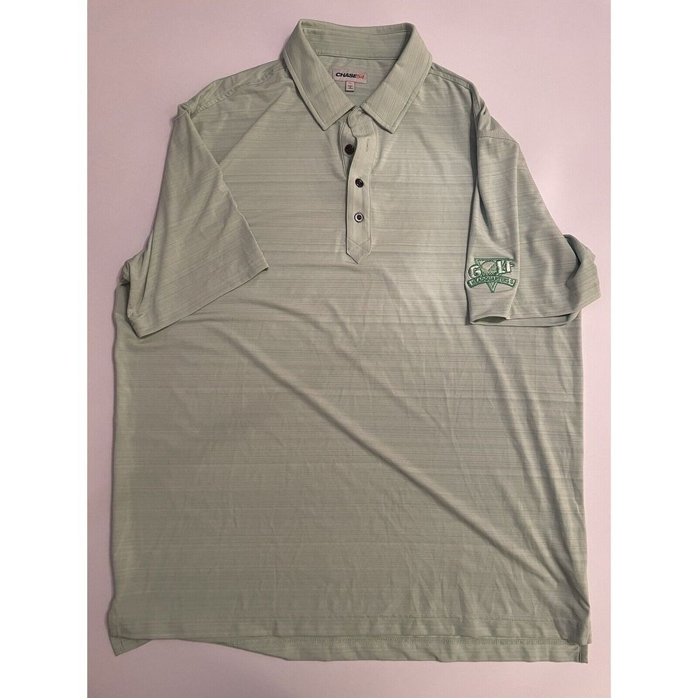 Chase54 Golf Polo Shirt Striped Short Sleeve Golf Headquarters Logo‎ Size L